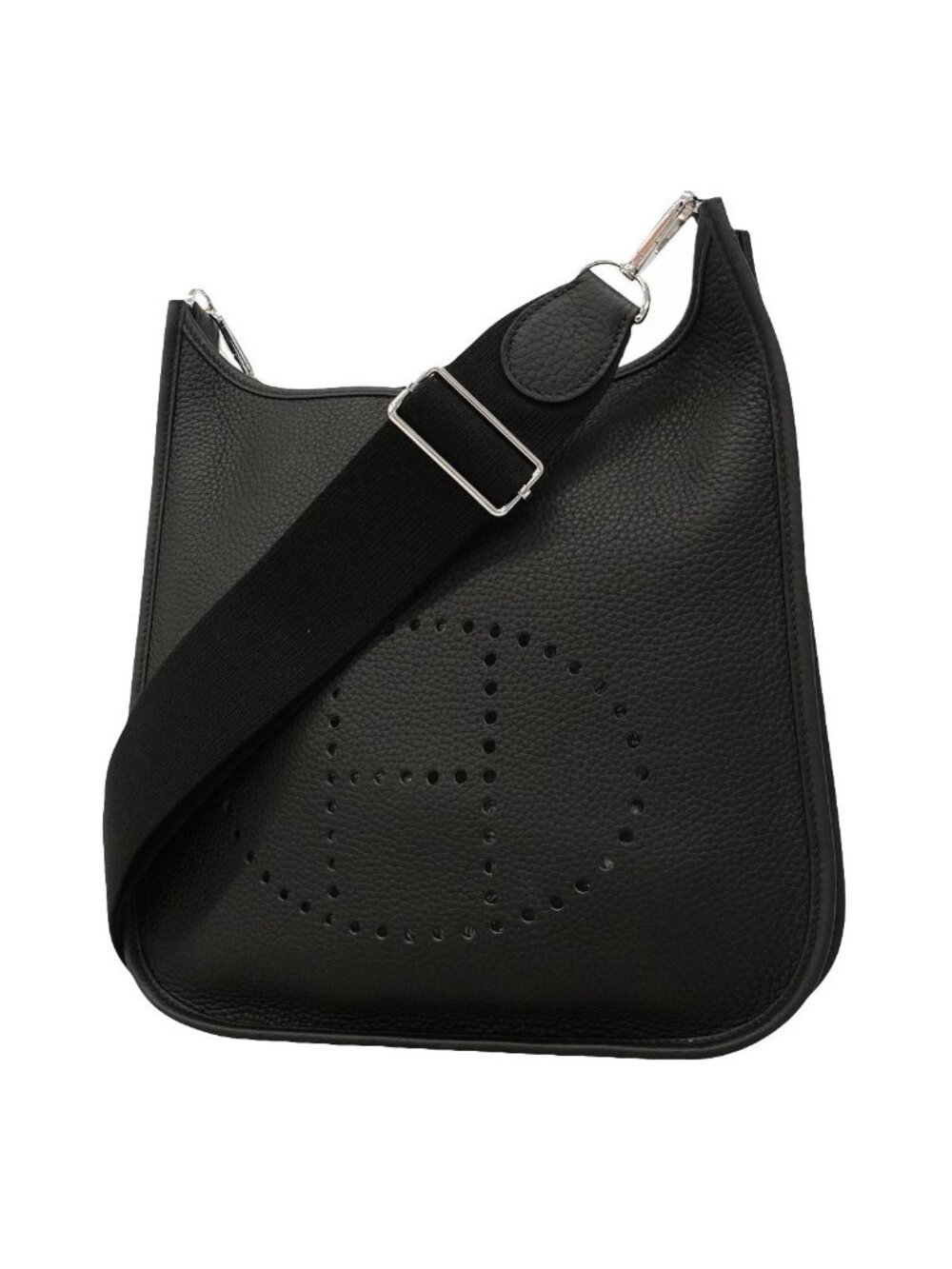 Hermes Shoulder Bag Evelyne Taurillon Clemence Black Silver
